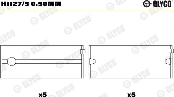 Glyco H1127/5 0.50mm - Kloķvārpstas gultnis www.autospares.lv