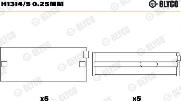 Glyco H1314/5 0.25MM - Kloķvārpstas gultnis www.autospares.lv