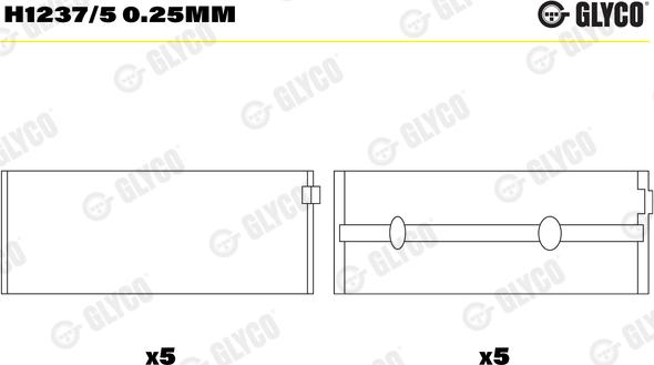 Glyco H1237/5 0.25mm - Kloķvārpstas gultnis www.autospares.lv