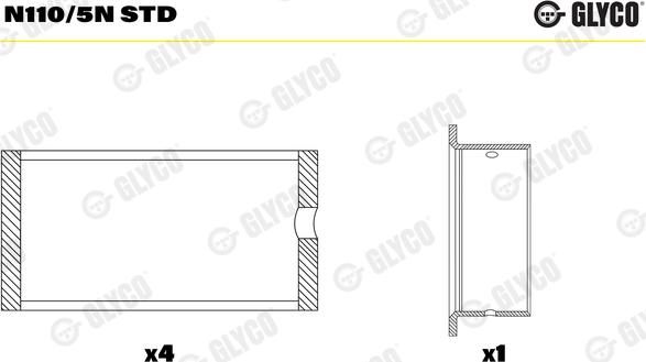 Glyco N110/5N STD - Sadales vārpstas gultnis www.autospares.lv