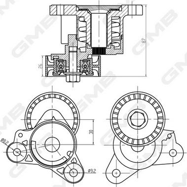 GMB GAT30360 - Siksnas spriegotājs, Ķīļsiksna www.autospares.lv