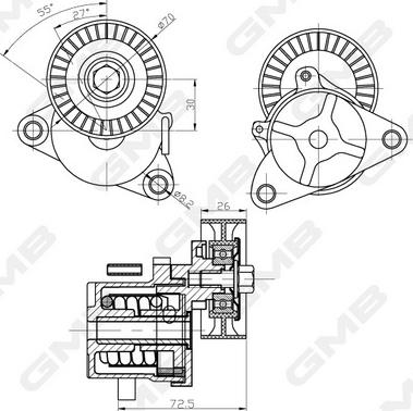 GMB GAT31480 - Siksnas spriegotājs, Ķīļsiksna www.autospares.lv