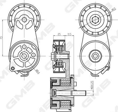 GMB GAT20640 - Натяжитель, поликлиновый ремень www.autospares.lv