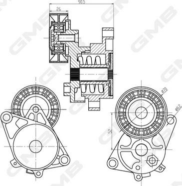 GMB GAT20260 - Siksnas spriegotājs, Ķīļsiksna www.autospares.lv