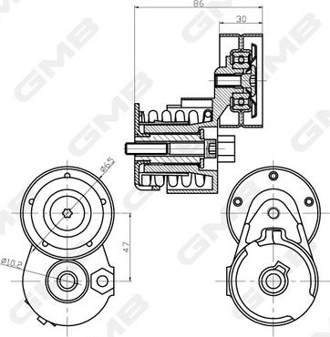 GMB GAT20200 - Belt Tensioner, v-ribbed belt www.autospares.lv