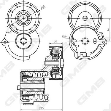 GMB GAT21670 - Натяжитель, поликлиновый ремень www.autospares.lv