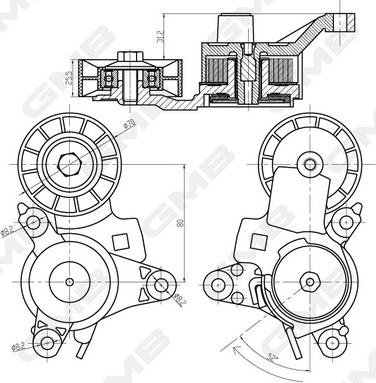 GMB GAT21050 - Натяжитель, поликлиновый ремень www.autospares.lv