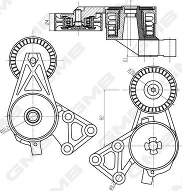 GMB GAT21030 - Натяжитель, поликлиновый ремень www.autospares.lv