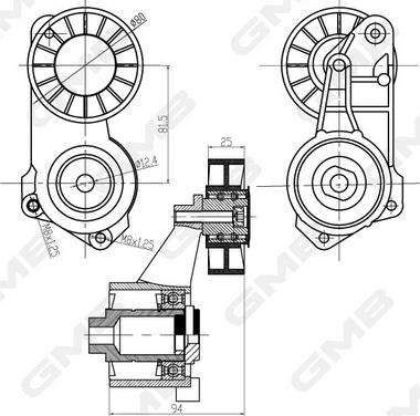 GMB GAT21140 - Siksnas spriegotājs, Ķīļsiksna www.autospares.lv