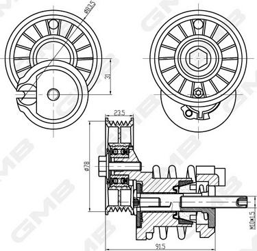 GMB GAT21160 - Siksnas spriegotājs, Ķīļsiksna www.autospares.lv