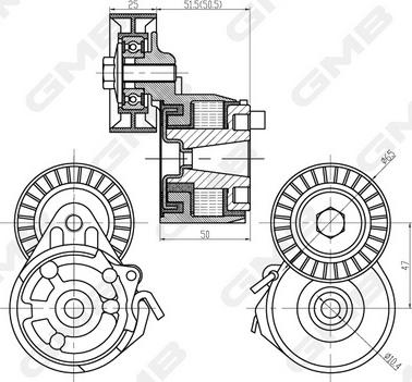 GMB GAT21290 - Belt Tensioner, v-ribbed belt www.autospares.lv