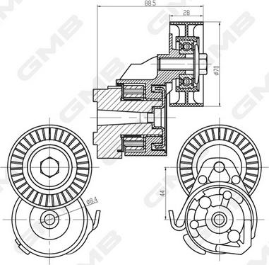 GMB GAT22450 - Siksnas spriegotājs, Ķīļsiksna autospares.lv