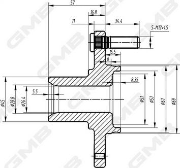 GMB GH10340 - Ступица колеса, поворотный кулак www.autospares.lv