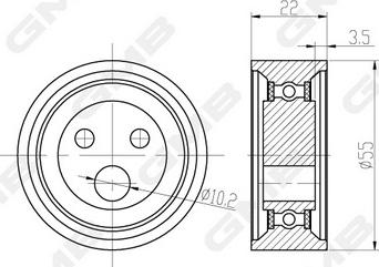 GMB GT60090 - Tensioner Pulley, timing belt www.autospares.lv