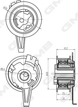 GMB GTB0950 - Spriegotājrullītis, Gāzu sadales mehānisma piedziņas siksna autospares.lv