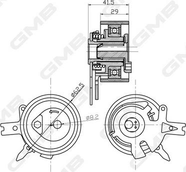 GMB GTB0900 - Spriegotājrullītis, Gāzu sadales mehānisma piedziņas siksna www.autospares.lv