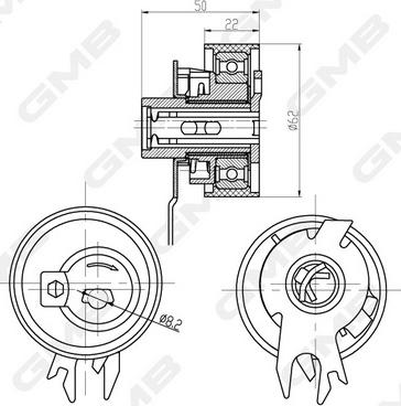 GMB GTB0450 - Spriegotājrullītis, Gāzu sadales mehānisma piedziņas siksna www.autospares.lv