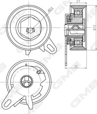 GMB GTB0460 - Tensioner Pulley, timing belt www.autospares.lv