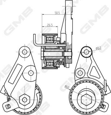 GMB GTB0410 - Spriegotājrullītis, Gāzu sadales mehānisma piedziņas siksna autospares.lv