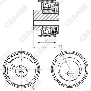 GMB GTB0470 - Tensioner Pulley, timing belt www.autospares.lv