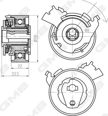 GMB GTB0030 - Spriegotājrullītis, Gāzu sadales mehānisma piedziņas siksna www.autospares.lv