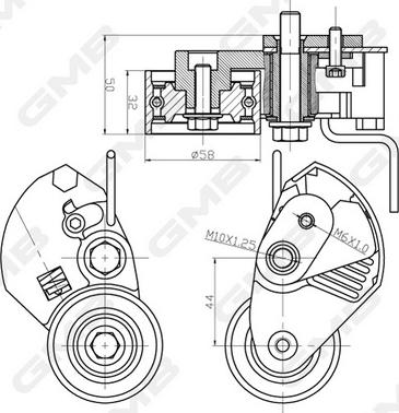 GMB GTB0070 - Spriegotājrullītis, Gāzu sadales mehānisma piedziņas siksna www.autospares.lv