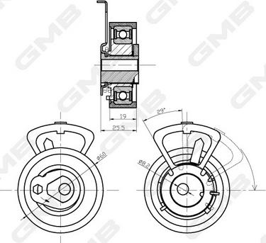 GMB GTB0140 - Spriegotājrullītis, Gāzu sadales mehānisma piedziņas siksna www.autospares.lv