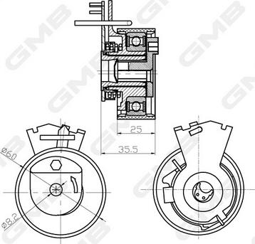 GMB GTB0110 - Spriegotājrullītis, Gāzu sadales mehānisma piedziņas siksna www.autospares.lv