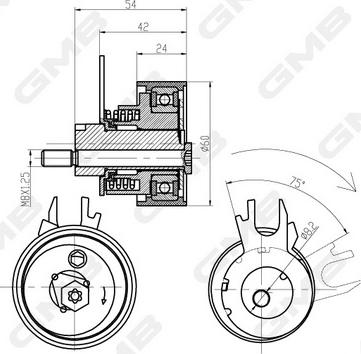 GMB GTB0130 - Spriegotājrullītis, Gāzu sadales mehānisma piedziņas siksna www.autospares.lv