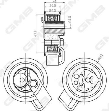 GMB GTB0810 - Spriegotājrullītis, Gāzu sadales mehānisma piedziņas siksna www.autospares.lv