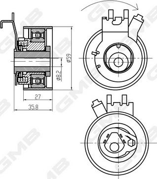 GMB GTB0820 - Spriegotājrullītis, Gāzu sadales mehānisma piedziņas siksna www.autospares.lv