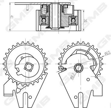 GMB GTB0390 - Spriegotājrullītis, Gāzu sadales mehānisma piedziņas siksna www.autospares.lv