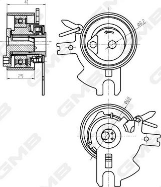 GMB GTB0340 - Spriegotājrullītis, Gāzu sadales mehānisma piedziņas siksna autospares.lv