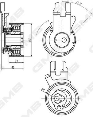 GMB GTB0330 - Spriegotājrullītis, Gāzu sadales mehānisma piedziņas siksna www.autospares.lv