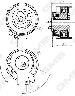 GMB GTB0320 - Tensioner Pulley, timing belt www.autospares.lv