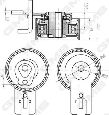 GMB GTB0200 - Spriegotājrullītis, Gāzu sadales mehānisma piedziņas siksna www.autospares.lv