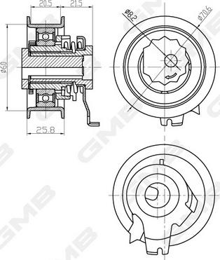 GMB GTB0710 - Натяжной ролик, зубчатый ремень ГРМ www.autospares.lv