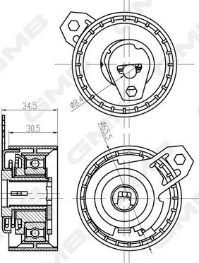 GMB GTB1070 - Spriegotājrullītis, Gāzu sadales mehānisma piedziņas siksna www.autospares.lv