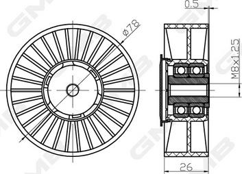 GMB GTC0580 - Направляющий ролик, зубчатый ремень ГРМ www.autospares.lv