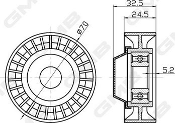 GMB GTC0610 - Направляющий ролик, зубчатый ремень ГРМ www.autospares.lv