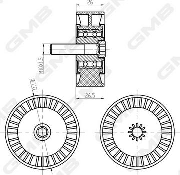 GMB GTC1400 - Deflection / Guide Pulley, timing belt www.autospares.lv