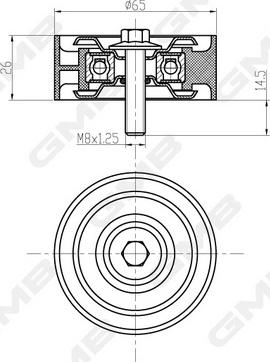 GMB GTC1190 - Deflection / Guide Pulley, timing belt www.autospares.lv