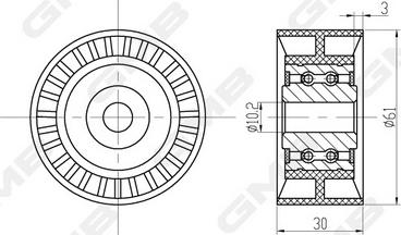 GMB GTC1320 - Направляющий ролик, зубчатый ремень ГРМ www.autospares.lv