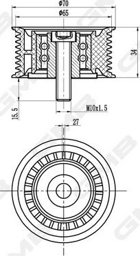 GMB GTC1230 - Deflection / Guide Pulley, timing belt www.autospares.lv