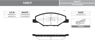 GoodWill 1090 F - Тормозные колодки, дисковые, комплект www.autospares.lv