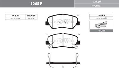 GoodWill 1065 F - Bremžu uzliku kompl., Disku bremzes www.autospares.lv