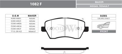 GoodWill 1082 F - Тормозные колодки, дисковые, комплект www.autospares.lv