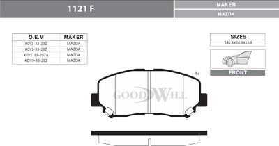 GoodWill 1121 F - Тормозные колодки, дисковые, комплект www.autospares.lv