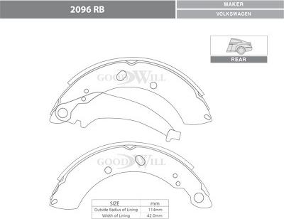 GoodWill 2096 RB - Brake Shoe Set www.autospares.lv