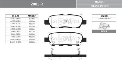 GoodWill 2085 R - Bremžu uzliku kompl., Disku bremzes www.autospares.lv